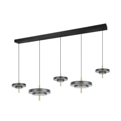 LED-hængelampe Keaton, sort/guldfarvet 140 cm CCT, 5 lyskilder