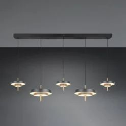 LED-hængelampe Keaton, sort/guldfarvet 140 cm CCT, 5 lyskilder