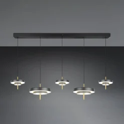 LED-hængelampe Keaton, sort/guldfarvet 140 cm CCT, 5 lyskilder
