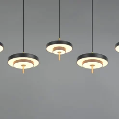 LED-hængelampe Keaton, sort/guldfarvet 140 cm CCT, 5 lyskilder