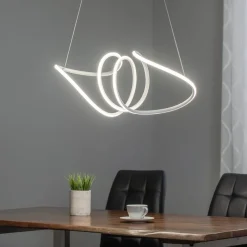 LED-hængelampe Loca, plast, hvid, 56 W, længde 70 cm