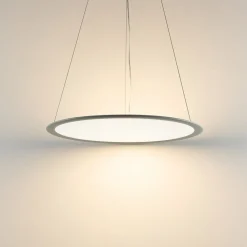 LED-hængelampe PANEL, grå, Ø 63 cm, metal, CCT, dæmpbar, 50 W
