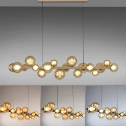 LED-hængelampe PURE E-Popup, bronze, glas, CCT, 18-flg.