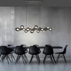 LED-hængelampe PURE E-Popup, platin, glas, CCT, 18-flg.