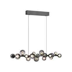 LED-hængelampe PURE E-Popup, platin, glas, CCT, 18-flg.