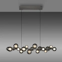 LED-hængelampe PURE E-Popup, platin, glas, CCT, 18-flg.