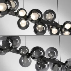 LED-hængelampe PURE E-Popup, platin, glas, CCT, 18-flg.
