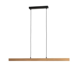 LED-hængelampe Teo, fyrretræ, længde 96 cm, træ, bjælkeform