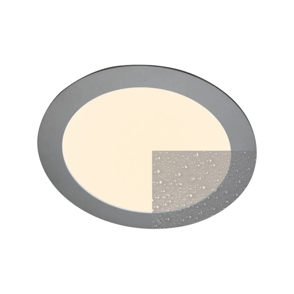 LED-indbygningspanel Justus, Ø 14,5 cm, sølv, IP44