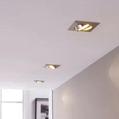 LED-indbygningsspot Andrej, kantet, nikkel, sæt med 3 stk