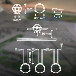 LED-indbygningsspot 3923034, IP65, 12 V, 3-punkts forlængelse Ø 3,5 cm