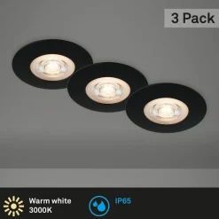 LED-indbygningsspot Kulana sort sæt af 3 IP65