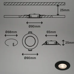 LED-indbygningsspot Kulana sort sæt af 3 IP65
