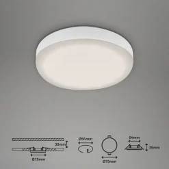 LED-indbygningsspot Plat hvid 7,5 cm 4.000K sæt med 3 stk