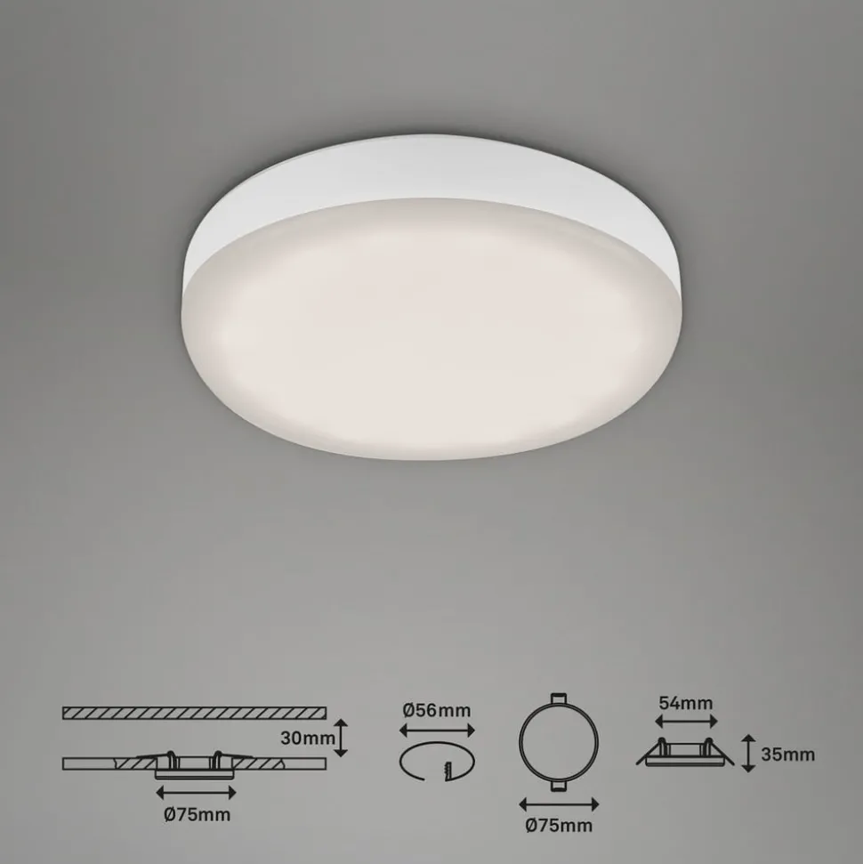 LED-indbygningsspot Plat hvid 7,5 cm 4.000K sæt med 3 stk