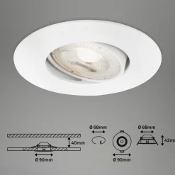 LED-indbygningsspot 7602 3sæt IP65 3.000 K hvid