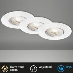LED-indbygningsspot 7602 3sæt IP65 3.000 K hvid