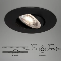 LED-indbygningsspot 7602 3sæt IP65 3.000 K sort