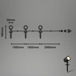 LED jordspyd 3799035, sort, plastik sæt med 3 Ø 5 cm