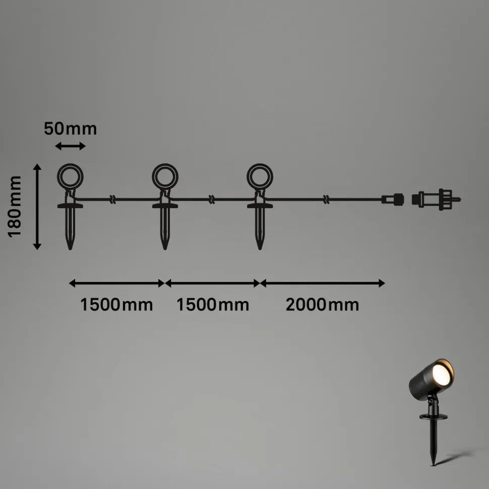 LED jordspyd 3799035, sort, plastik sæt med 3 Ø 5 cm
