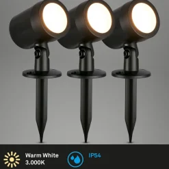 LED jordspyd 3799035, sort, plastik sæt med 3 Ø 5 cm