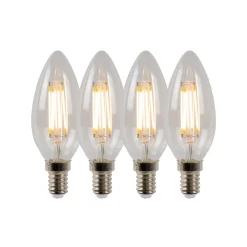 LED-kertepære E14 4W 2700K dæmpbar sæt med 4 stk