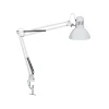 LED-klemmelampe MAULstudy, hvid, stål, højde 44 cm, E27