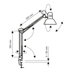 LED-klemmelampe MAULstudy, rød, stål, højde 44 cm, E27