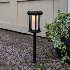 LED-lampe med jordspyd Alippa, sort, højde 44 cm metal