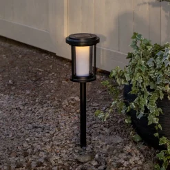 LED-lampe med jordspyd Alippa, sort, højde 44 cm metal