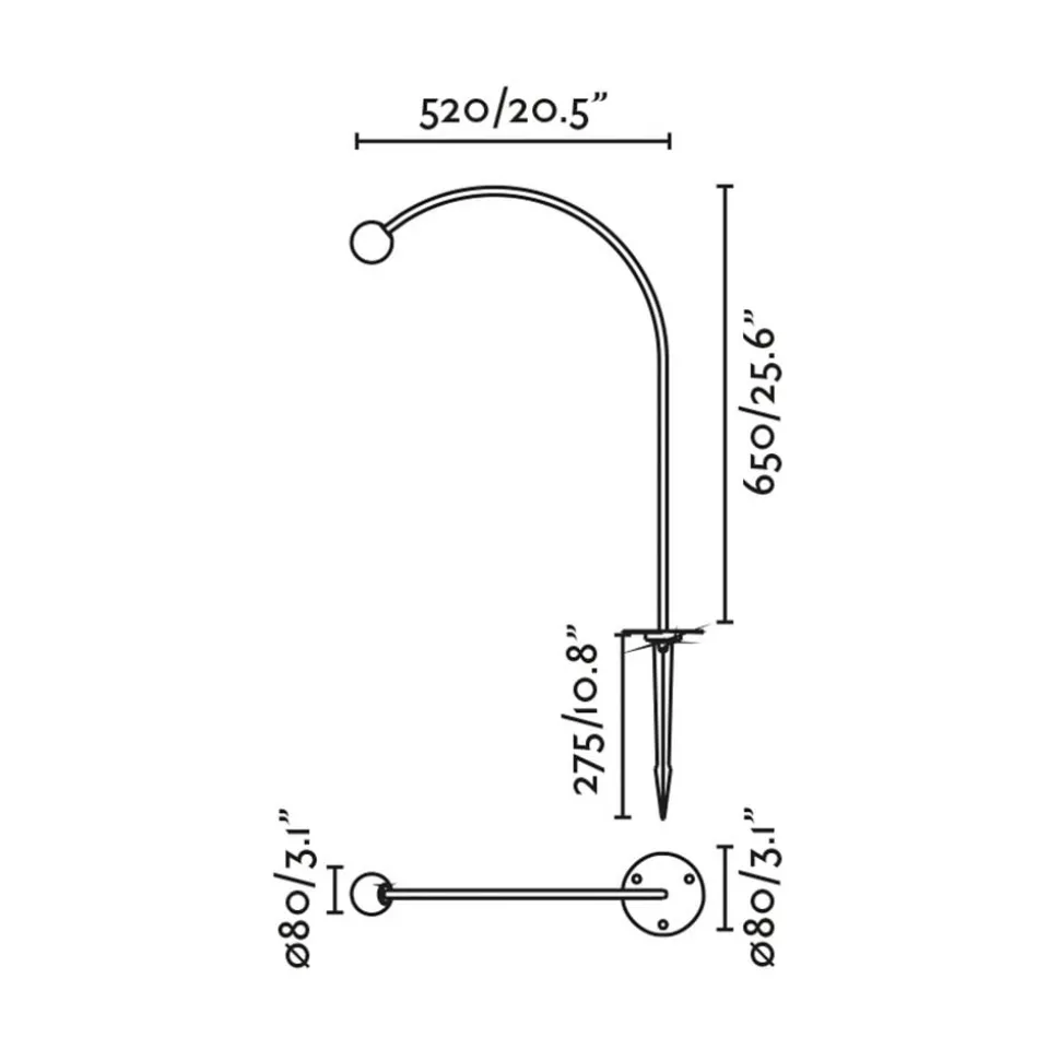 LED-lampe med jordspyd Cuca, sort, stål/glas, højde 65 cm
