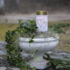 LED-lampe med jordspyd Hearty, hvid/guld 12 cm plast