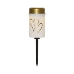 LED-lampe med jordspyd Hearty, hvid/guld 12 cm plast
