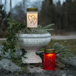 LED-lampe med jordspyd Hearty, hvid/guld 12 cm plast