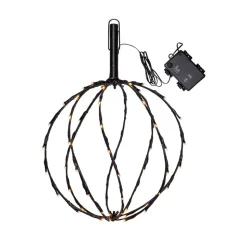 LED-lampe med jordspyd Kugle, Ø 30 cm, sort metalbatteri