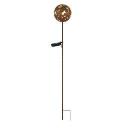 LED-lampe med jordspyd 36747, kugle, rustbrun, metal
