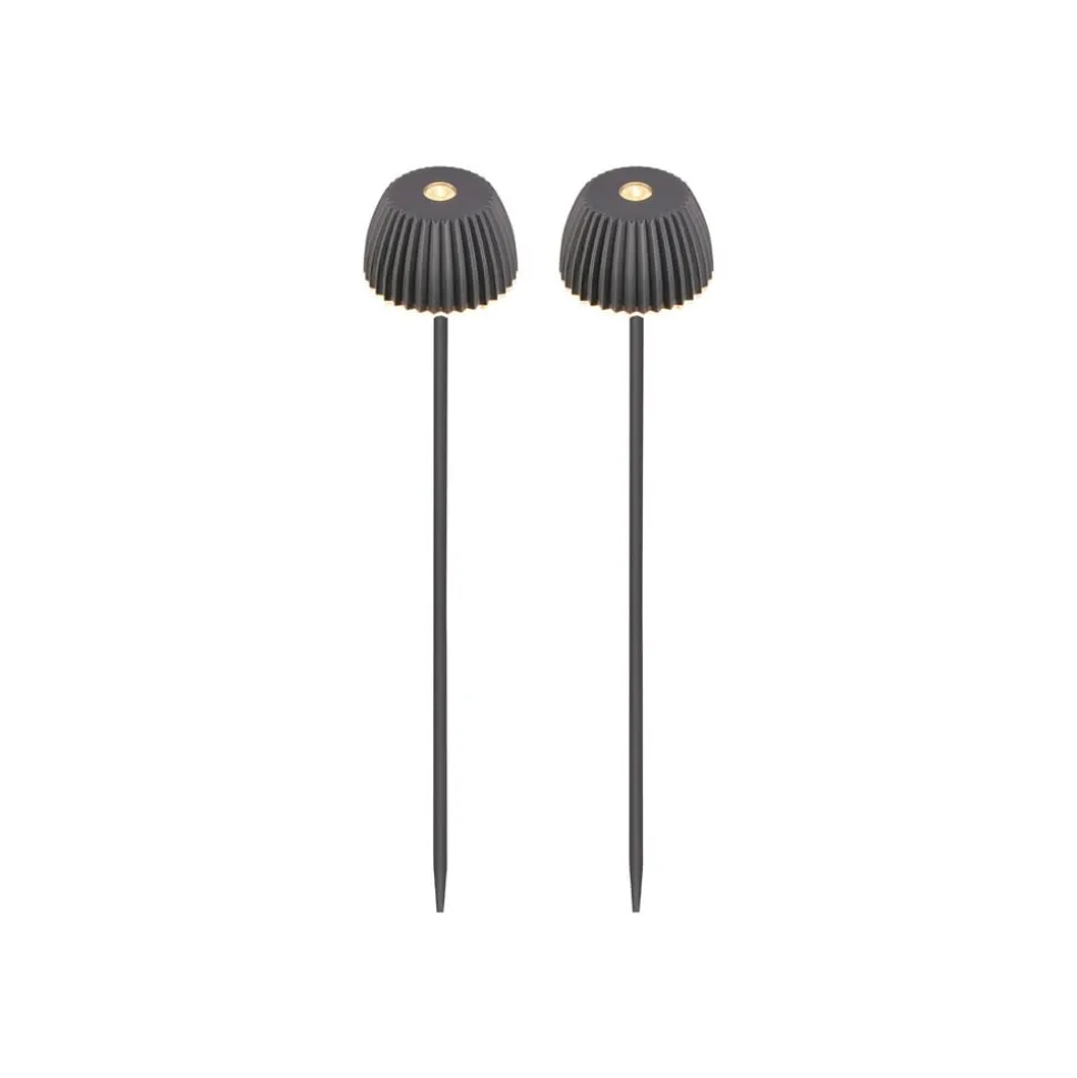LED-lampe med jordspyd RIFFLE NANO, antracit Ø 6 cm, 2-pak