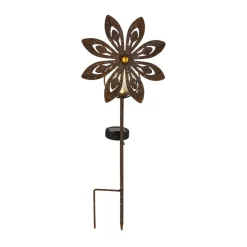 LED-lampe med jordspyd 36576, rustbrun, metal, glas