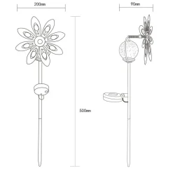 LED-lampe med jordspyd 36576, rustbrun, metal, glas