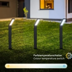 LED-lampe med jordspyd 3796015, sort, plast, CCT