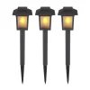 LED-lampe med jordspyd 33577-3, sort, plast, 3 stk
