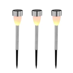 LED-lampe med jordspyd 33576-3, stål, 3 stk