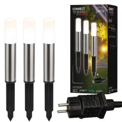 LED-lampe med jordspyd 3925032 12V 3x-startersæt stål Ø 4 cm
