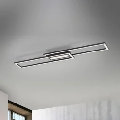 LED-loftlampe Asmin, CCT, sort, 95x17,5cm