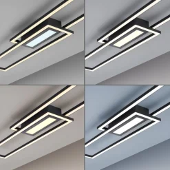 LED-loftlampe Asmin, CCT, sort, 95x17,5cm