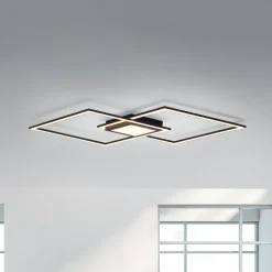 LED-loftlampe Asmin, CCT, sort, 106x37cm