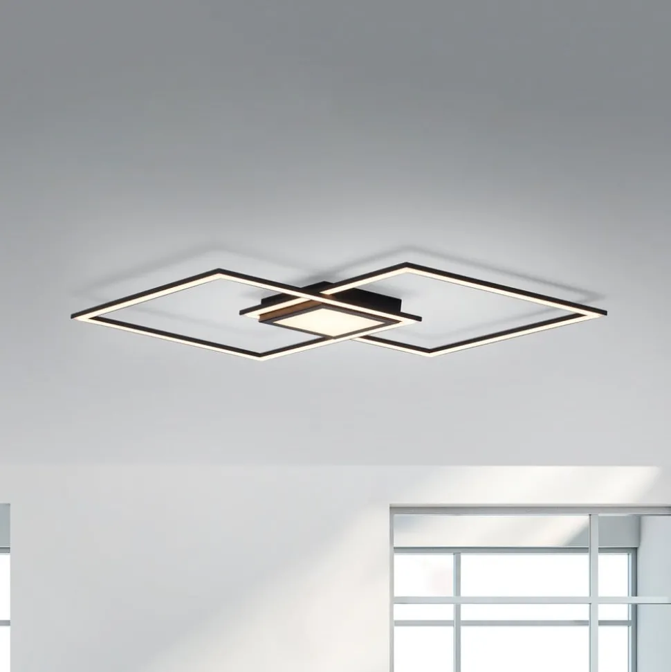 LED-loftlampe Asmin, CCT, sort, 106x37cm