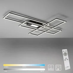 LED-loftlampe Asmin, CCT, sort, 98,9x69,4cm