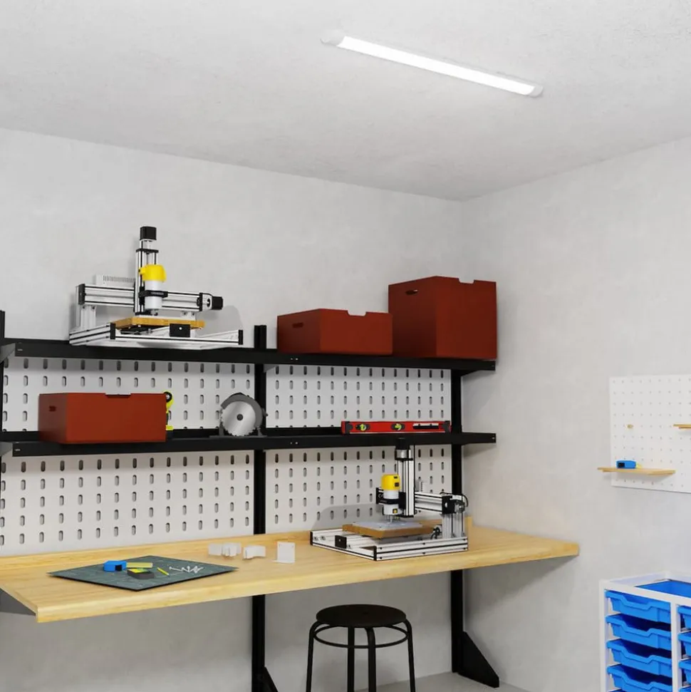 LED-loftlampe Batten, længde 90 cm, aluminium, hvid, 4.000 K