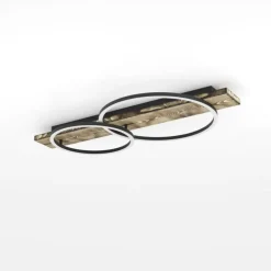 LED-loftlampe Boyal, brun, længde 78 cm, træ, 2 lyskilder.